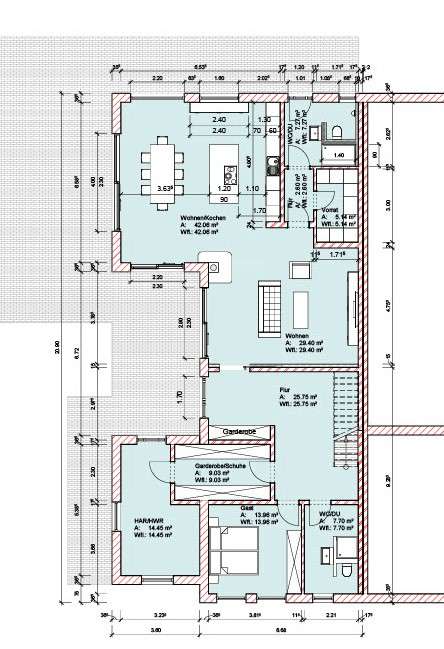 sanierungsbedürftige erweiterbare Doppelhaushälfte in Stadtweide mit 4,5 Zimmern, Garage, Keller - Erdgeschoß Planung