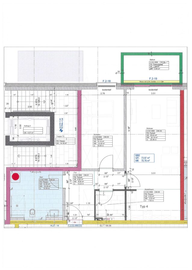 KfW 40-Neubau-Wohnung mit EBK, Balkon, Echtholzparkett, Fahrstuhl, Tiefgarage - Typ 4