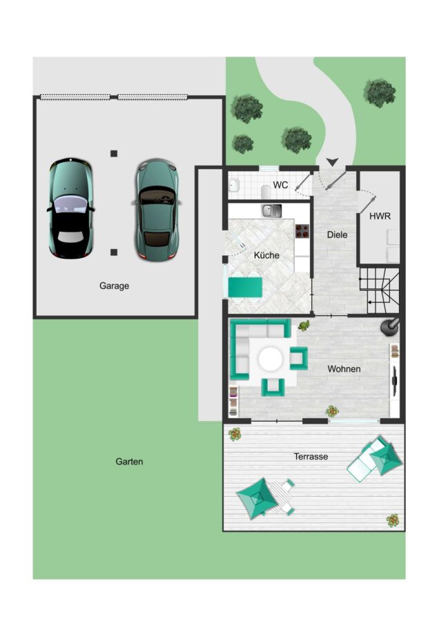 geräumige Doppelhaushälfte in Feldrandlage mit 5 Z., Kamin, 2 Bädern, Südterrasse, EBK, Carport, 18055 Rostock, Doppelhaushälfte